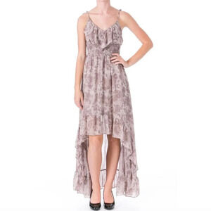Vintage Guess Women's Medium M Y2K Leopard Printed Chiffon Hi-Low Ruffle Dress